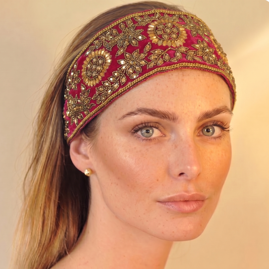 The Goddess — Tie-back, Hand-Embroidered Headband/Collar