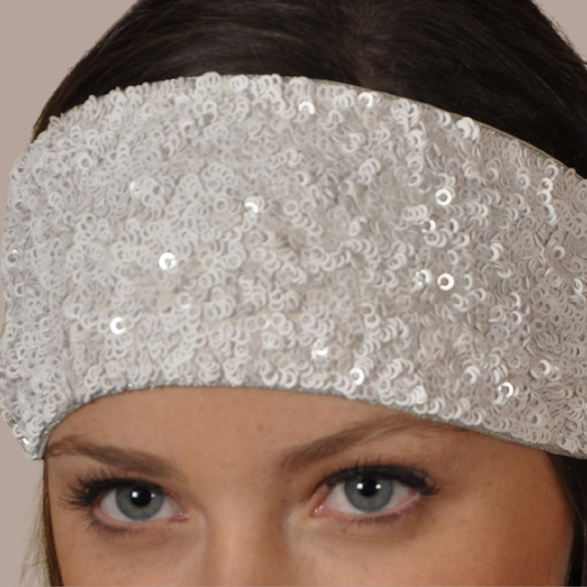 The Halo ivory ring sequin-embroidered headband with elastic back by PERIPHERIIperipherii