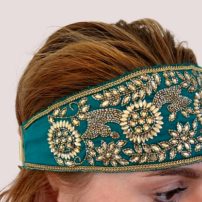 Jewel-Toned Embroidered Headband – A Crown of Radiance