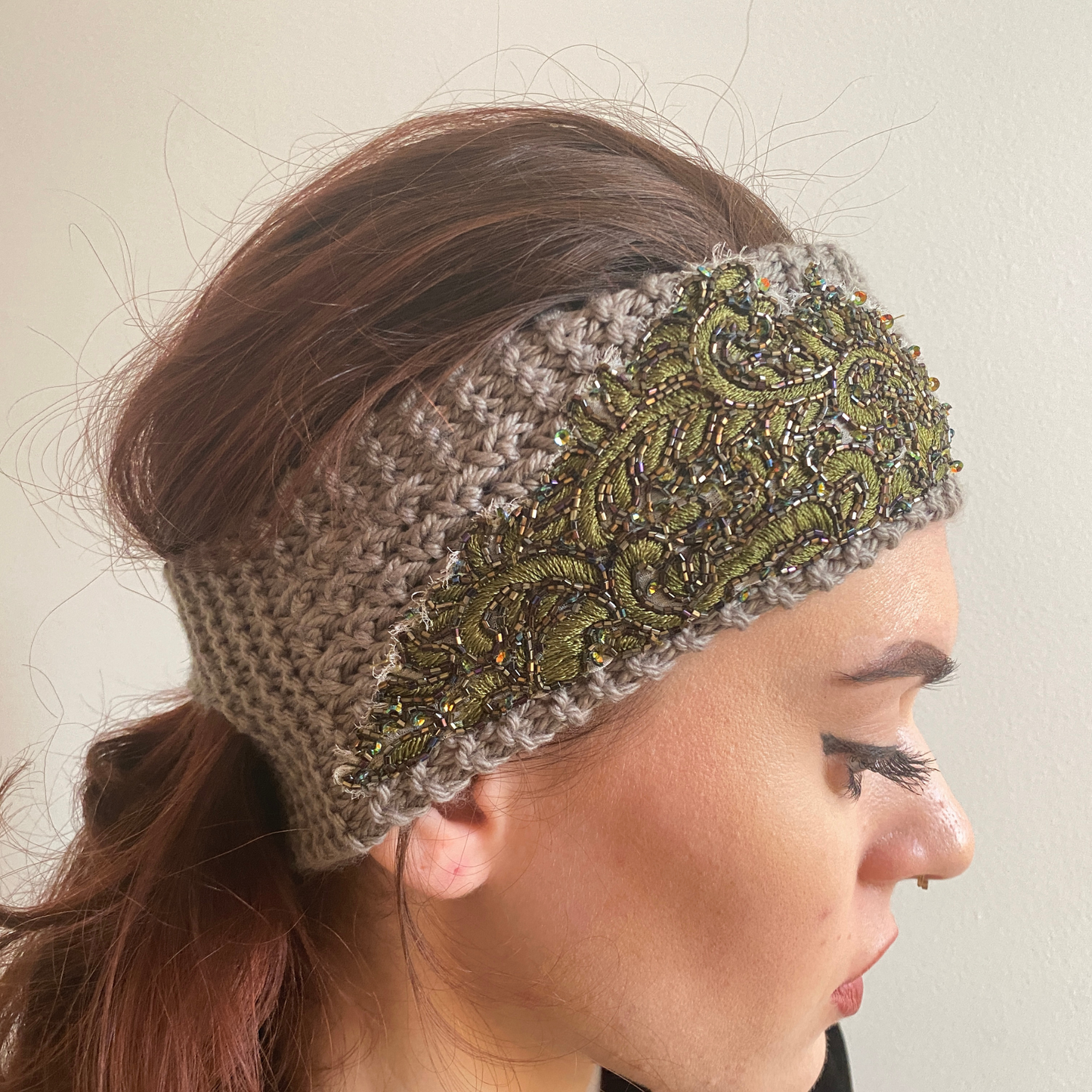 Patented headband/earwarmer with pony-tail slit