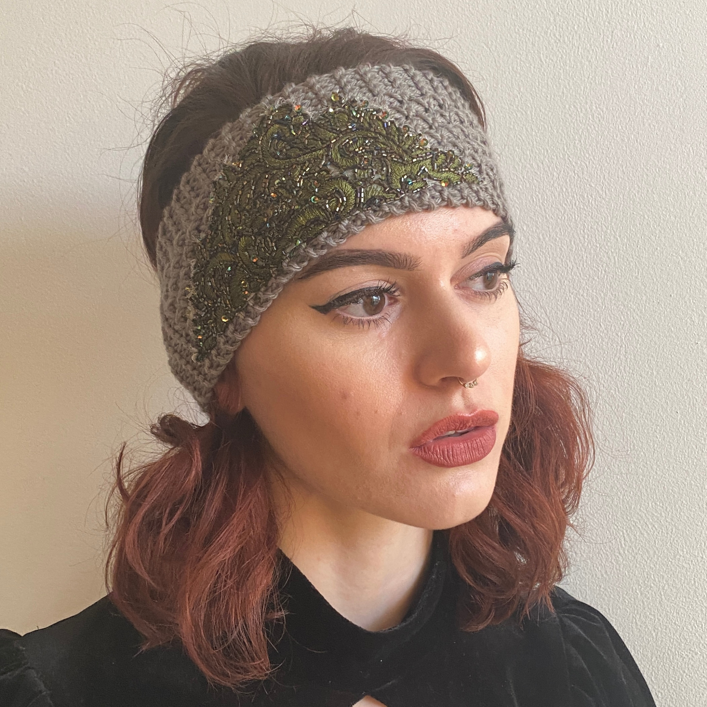 Patented headband/earwarmer with pony-tail slit