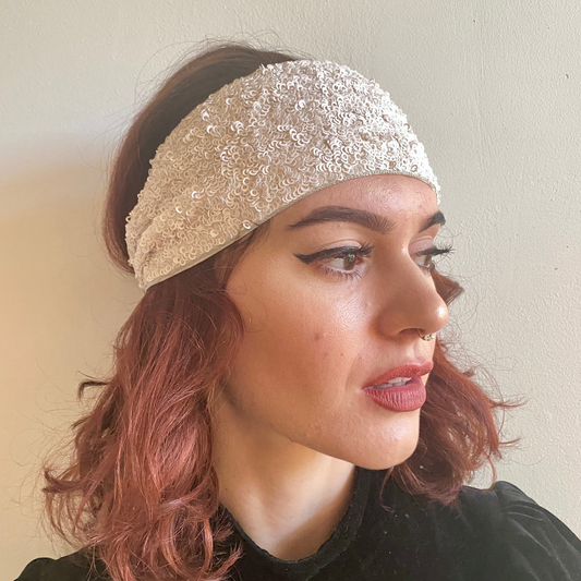 Sequin-covered wide headband