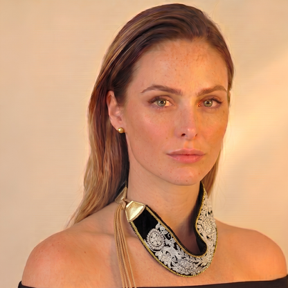 The Goddess — Tie-back, Hand-Embroidered Headband/Collar