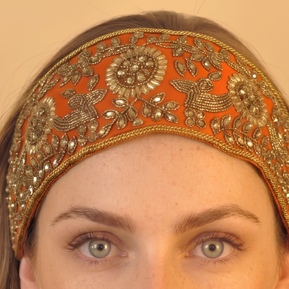The Goddess — Tie-back, Hand-Embroidered Headband/Collar