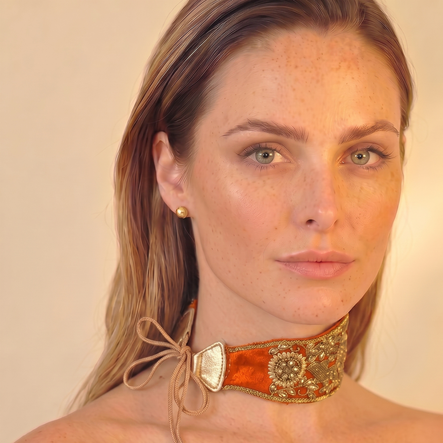 The Goddess — Tie-back, Hand-Embroidered Headband/Collar