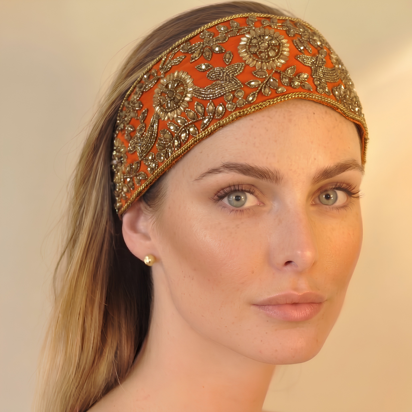The Goddess — Tie-back, Hand-Embroidered Headband/Collar