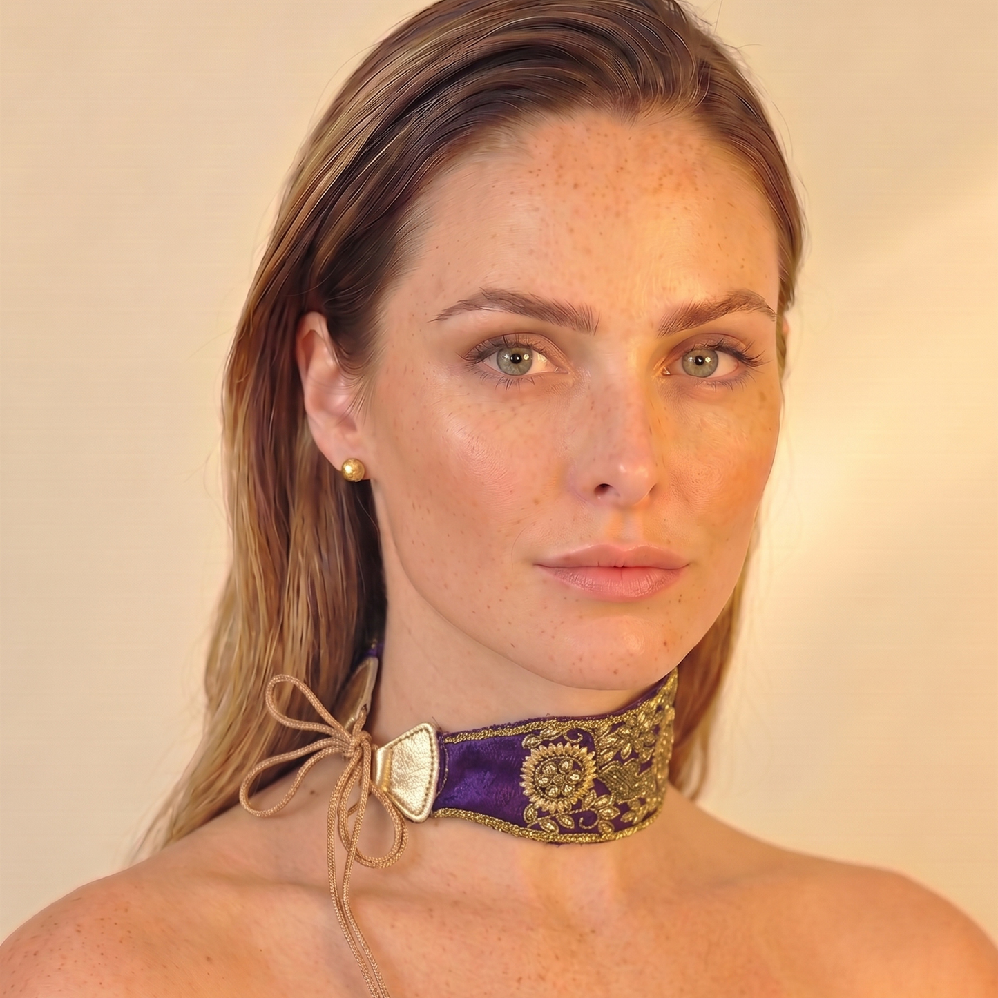 The Goddess — Tie-back, Hand-Embroidered Headband/Collar