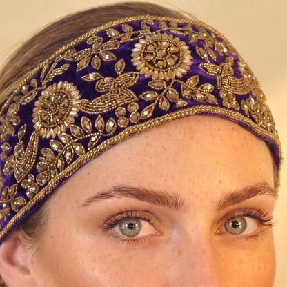 The Goddess — Tie-back, Hand-Embroidered Headband/Collar