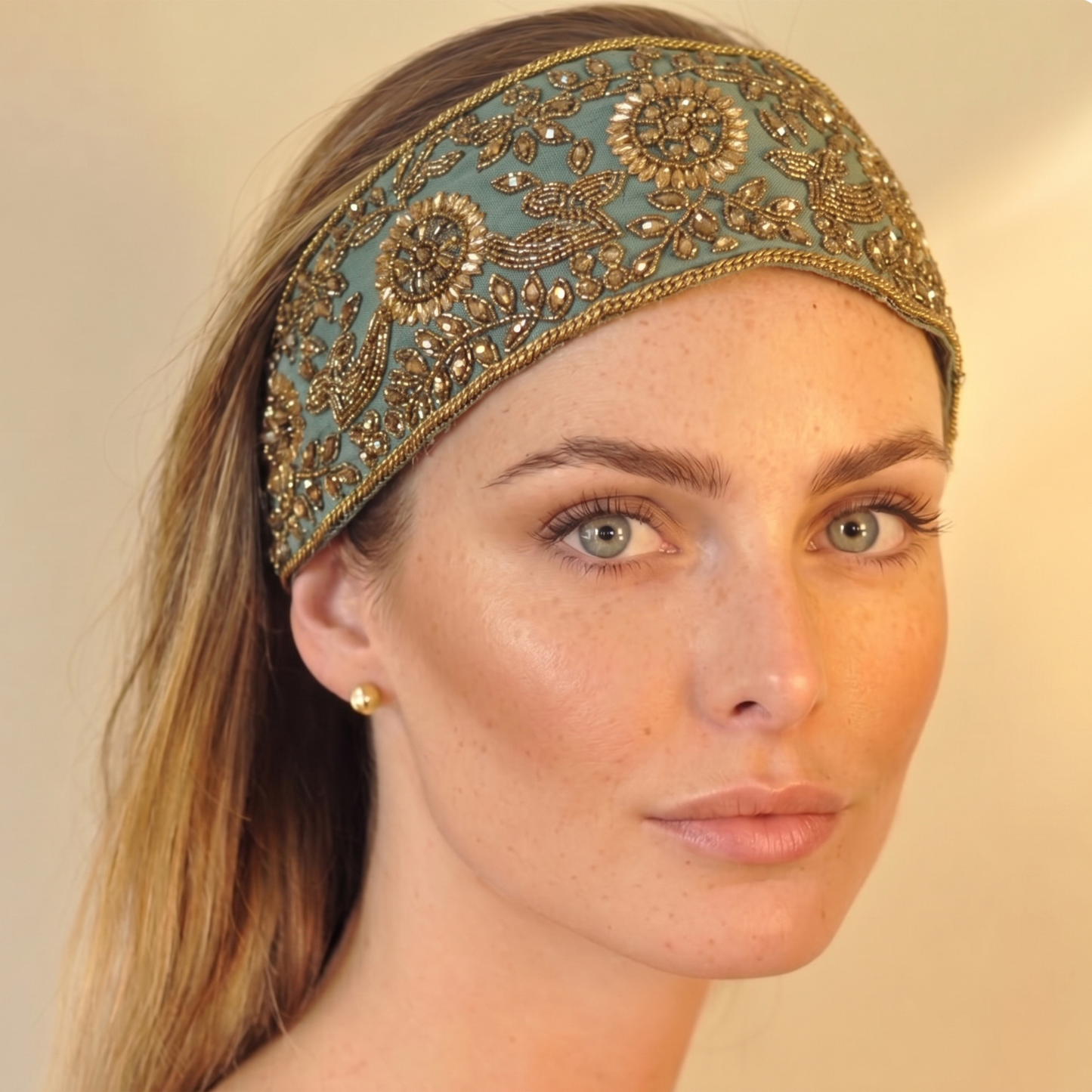 The Goddess — Tie-back, Hand-Embroidered Headband/Collar
