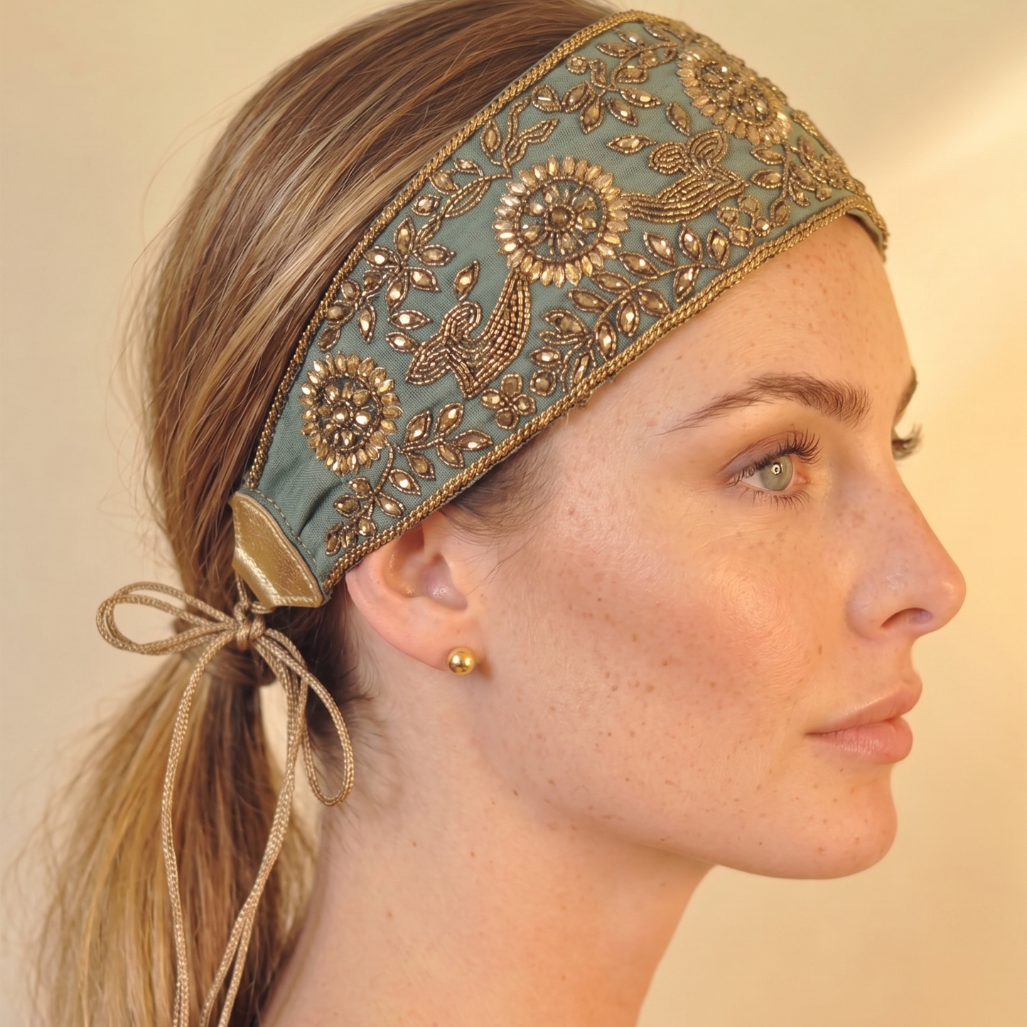 The Goddess — Tie-back, Hand-Embroidered Headband/Collar