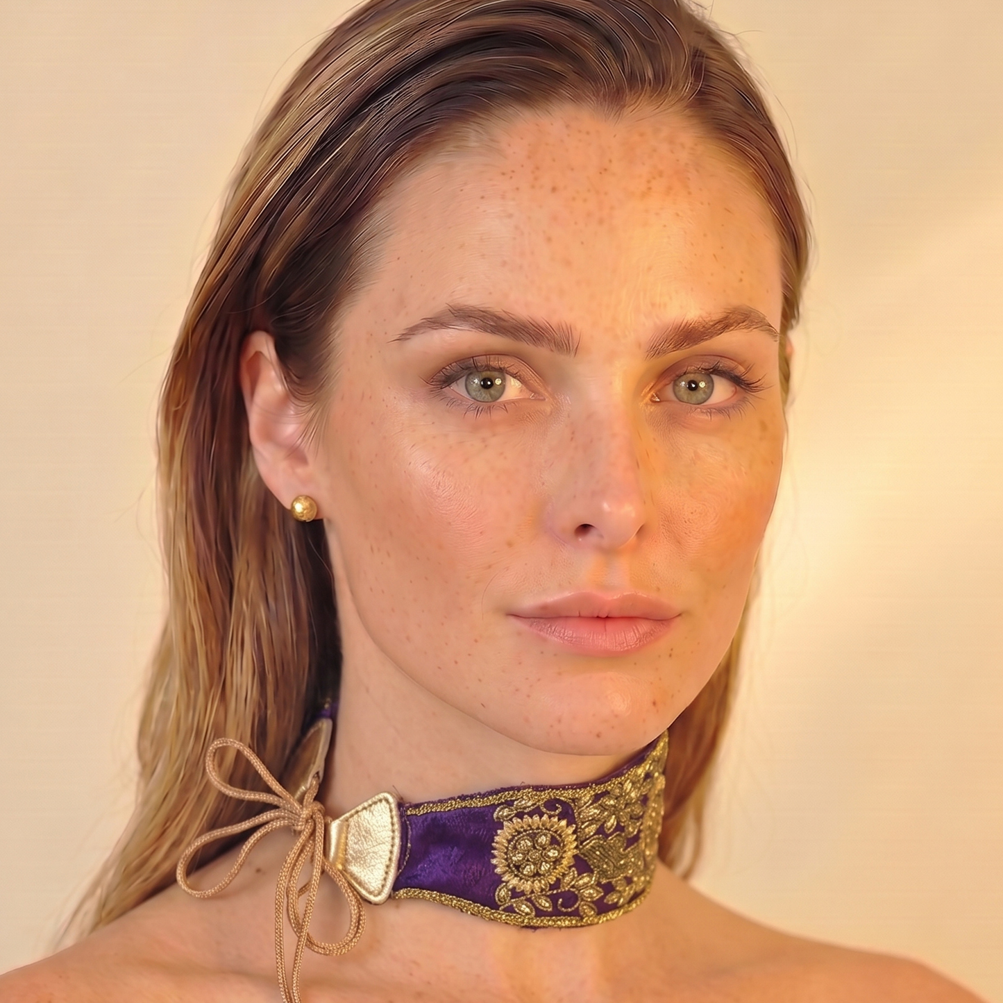 The Goddess — Tie-back, Hand-Embroidered Headband/Collar