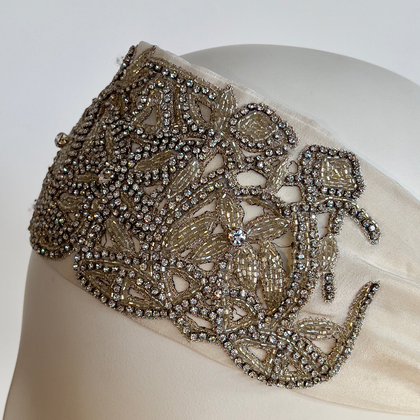 Wide crystal embroidered headband