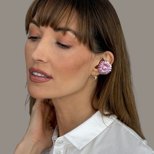 Priamble™ Swati Audio Earrings in Silver Pink – Open-ear Bluetooth® earphones by PERIPHERII