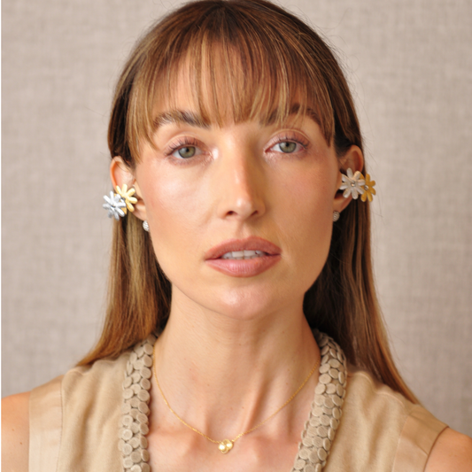 PRIAMBLE Promil Open-Ear Audio Earrings in Silver/Gold – Front View